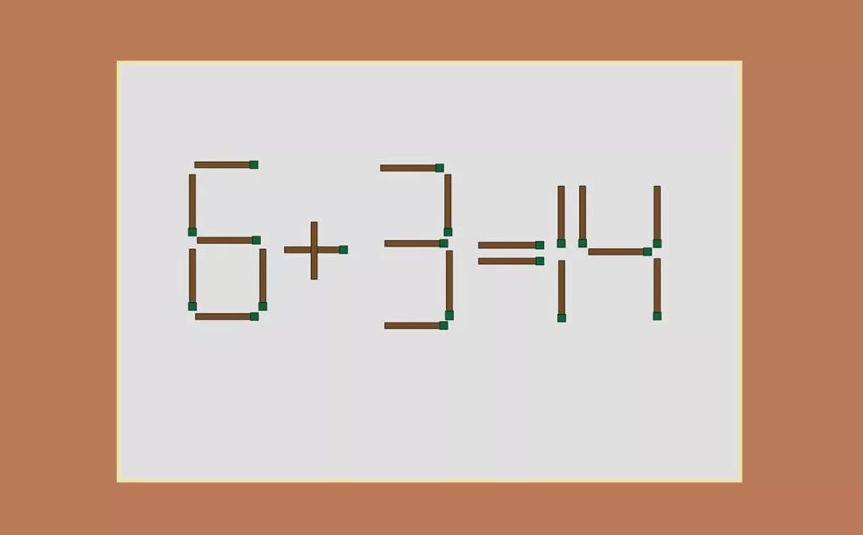 Не головоломка, а вызов для серого вещества: сделайте равенство «6+3=14» верным — достаточно сдвинуть одну спичку
