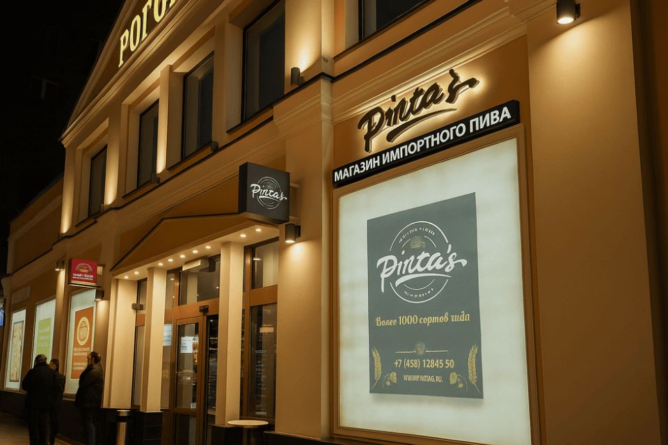 Как световая вывеска Pinta's меняет восприятие магазина пива