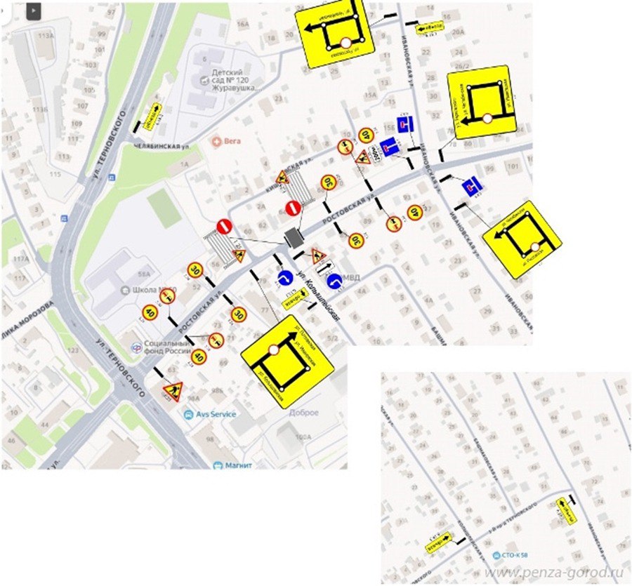 До 31 октября полностью перекрыт проезд в районе дома №83 на улице Ростовской в Пензе