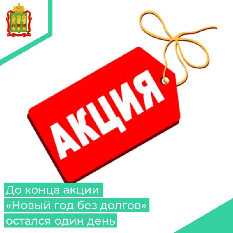 До конца акции: «Успей в Новый год без долгов, пени возместим!» остался 1 день