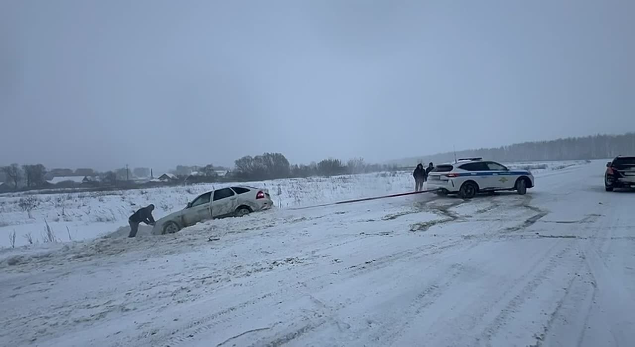 Сотрудники Госавтоинспекции Лунинского района оказали помощь водителю на заснеженной трассе
