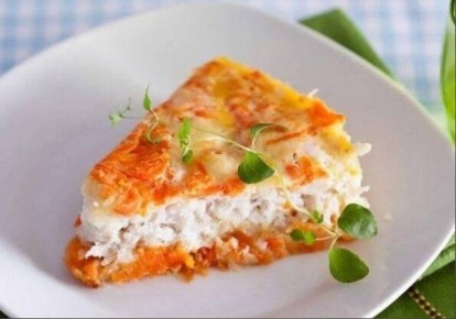 Нежная рыбная запеканка с грибами и сливочным соусом