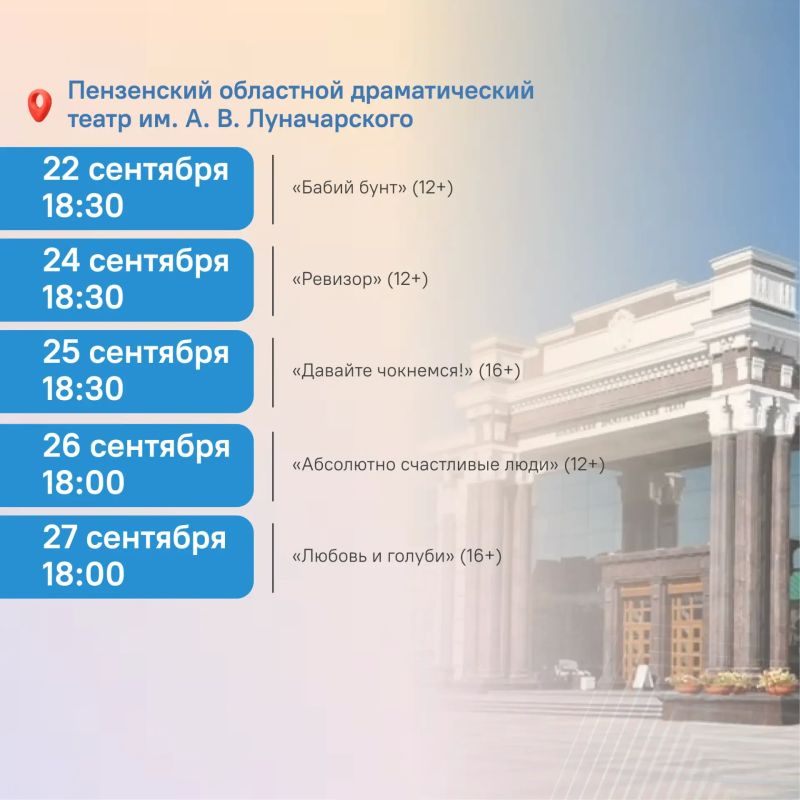 #ЦУР58_информирует. Куда сходить по Пушкинской карте пензенцам На этой неделе в Пензе можно выбрать спектакль, экскурсию, выставку или отправиться в планетарий #ЦУР58_информирует. Куда сходить по Пушкинской карте пензенцам На этой неделе в Пензе можно выбрать спектакль, экскурсию, выставку или отправиться в планетарий