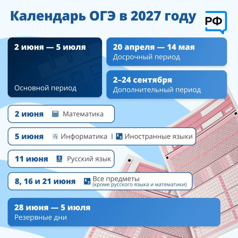 Даты ОГЭ и ЕГЭ в 2027 году уже известны! Даты ОГЭ и ЕГЭ в 2027 году уже известны!